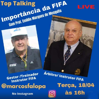 Chamada para a participação de Emídio na live do treinador Marcos Falopa em 18 de abril de 2023