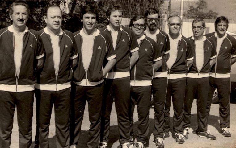 Fiori Giglioti, Ennio Rodrigues, Oscar Ulisses, João Zanforlin, Dalmo Pessa, Sérgio Carvalho, Osvaldo dos Santos, Luiz Augusto Maltoni e Ney Costa. Foto enviada por Ney Costa