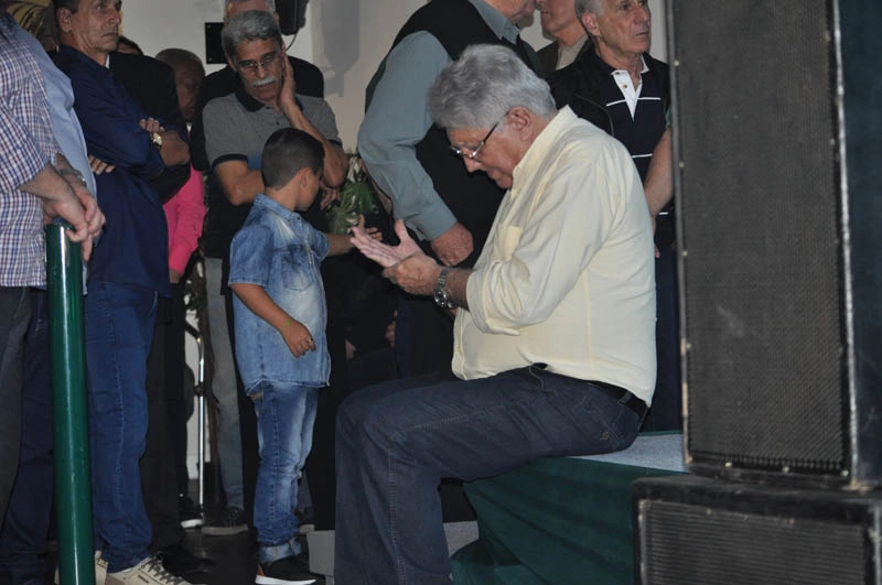 Marinho Peres na festa de veteranos do Palmeiras, em 28 de setembro de 2018, no restaurante Jardim Suspenso, no Palestra Itália. Foto: Marcos Júnior Micheletti/Portal TT