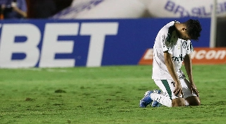 Scarpa comemora o gol da vitória contra o Goiás. Foto: Divulgação/Palmeiras