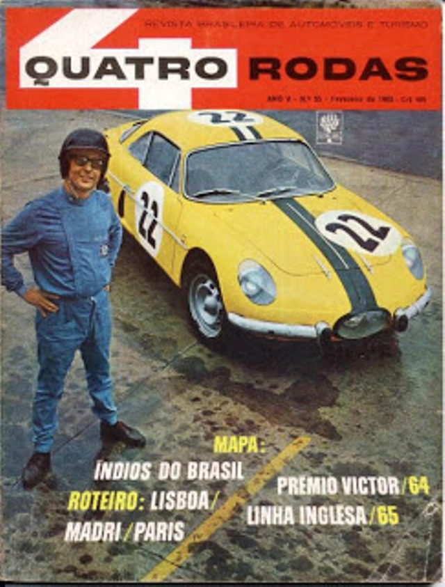 Com sua Berlinete na capa da edição 55 da Revista 4 Rodas, em fevereiro de 1955. Reprodução