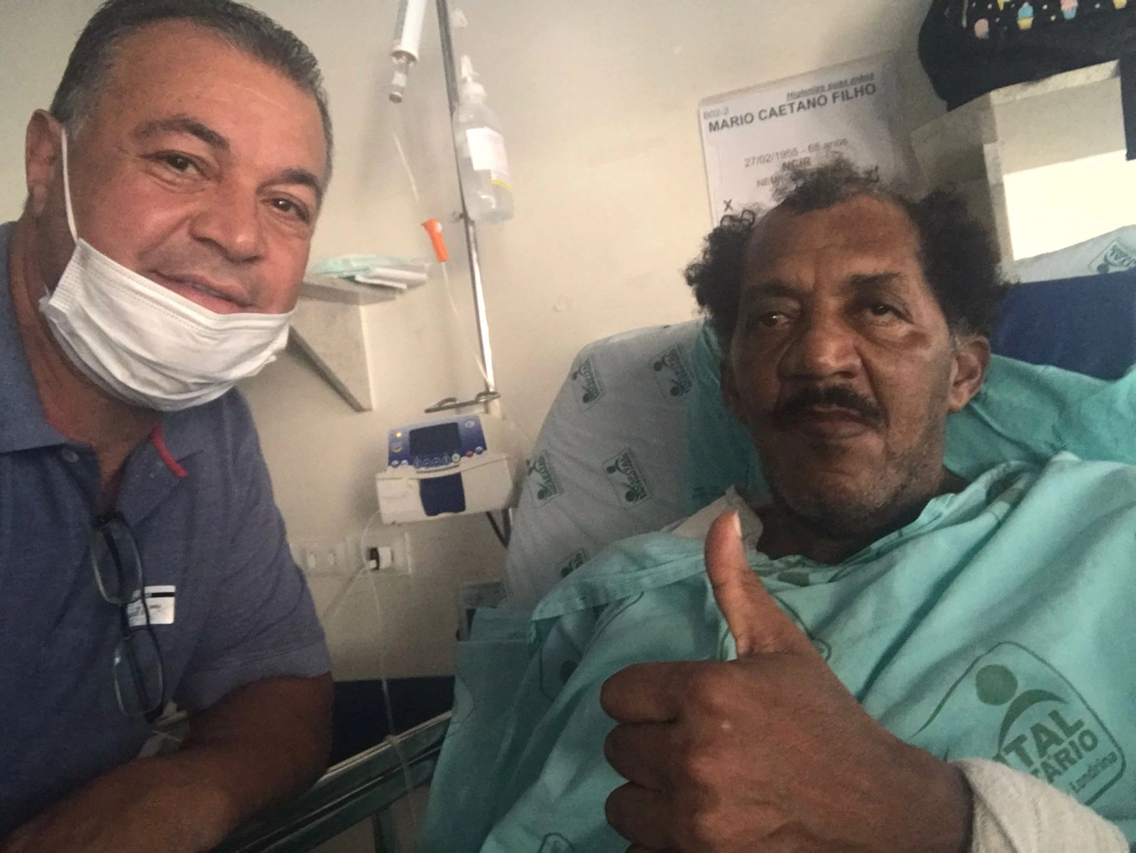 Em maio de 2023, Jorge Júnior e Marinho, recuperando-se de um AVC (Acidente Vascular Cerebral) sofrido em janeiro do mesmo ano. Foto enviada por Jorge Júnior