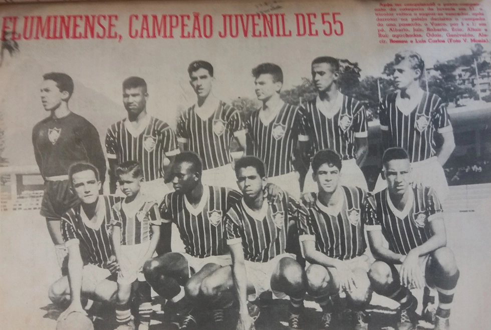 Fluminense campeão juvenil em 1955. Em pé: Alberto, Jair Marinho, Roberto, Écio, Altair e Rui. Agachados: Odair, Genivaldo, Alecir, Romeu e Luis Carlos