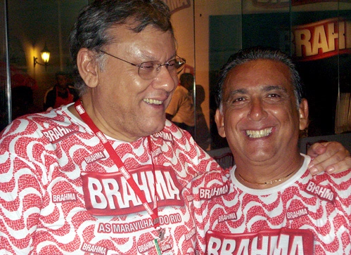Milton Neves e Galvão Bueno, em fevereiro de 2008, no camarote da Brahma, no carnaval carioca.