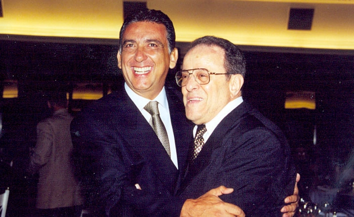 Galvão Bueno e Geraldo Blota, no Prêmio ACEESP de 2002. Foto: Arquivo ACEESP