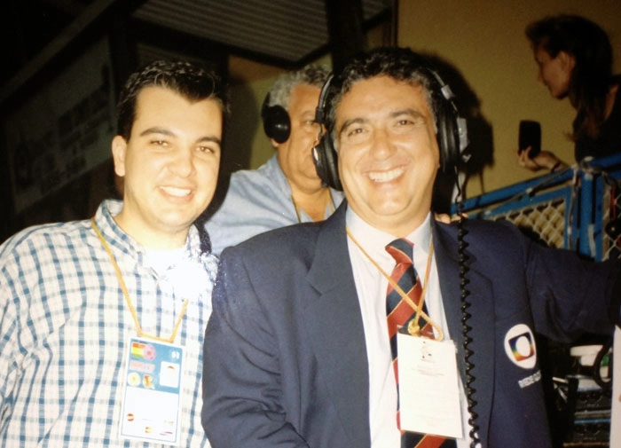 Jorge Vinicius e Galvão Bueno, antes de mais uma transmissão esportiva