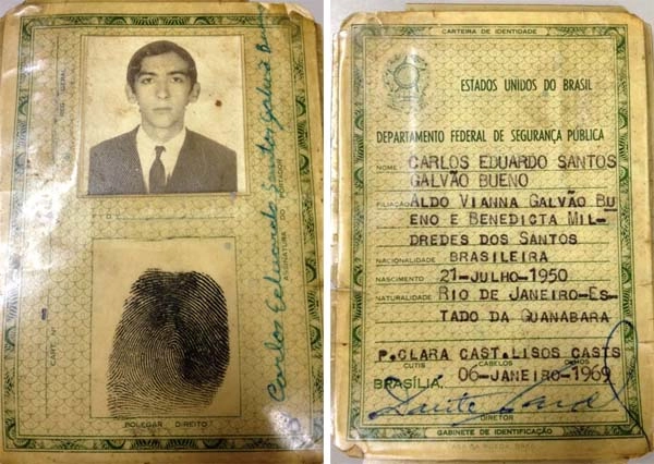 O RG de Galvão Bueno, de 1969, enviado por Waldo Braga para a redação do Portal Terceiro tempo em 18 de maio de 2013