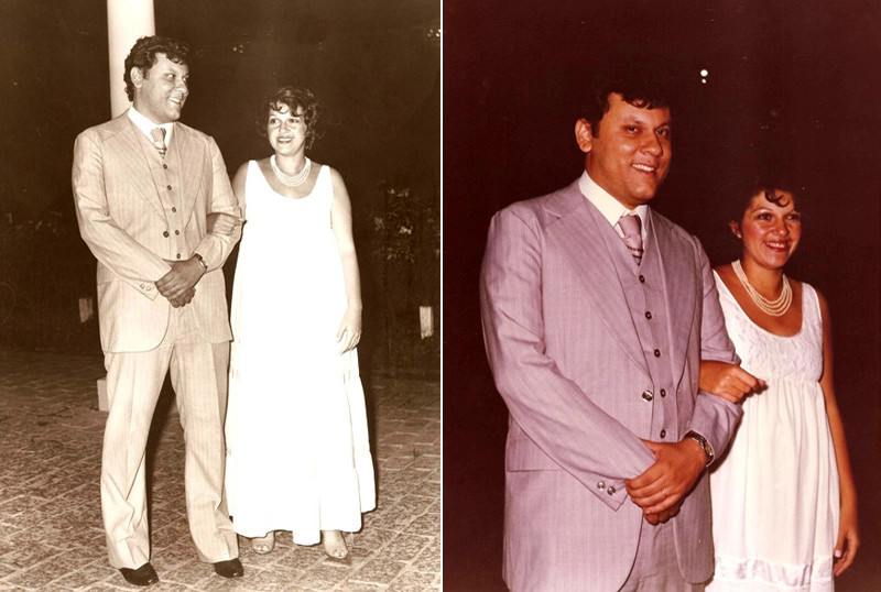 Duas imagens do casal no dia da formatura de Lenice, pela PUC de Campinas, em Odontologia. Fotos: arquivo pessoal/Milton Neves 