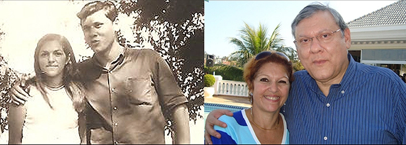 Dois momentos do casal Lenice e Milton Neves: em Muzambinho, ainda quando namoravam, e na casa de São Paulo, em agosto de 2011. Fotos: arquivo pessoal de Milton Neves e Marcos Júnior Micheletti/Portal TT