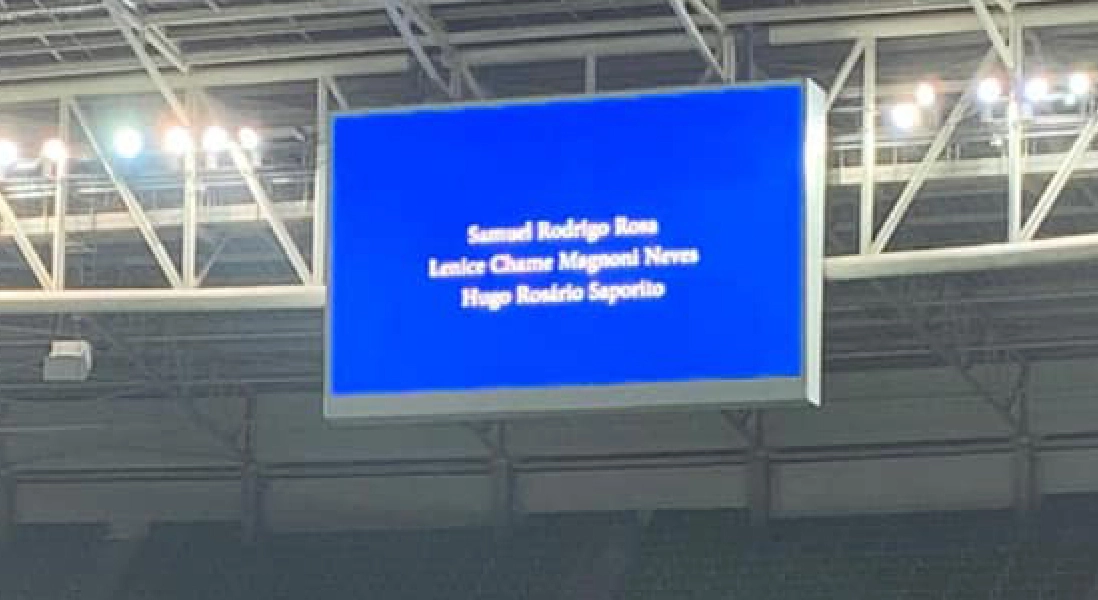 Homenagem a Lenice Chame Magnoni Neves no placar eletrônico do Allianz Parque antes de Palmeiras 1 x 1 Internacional, pela sétima rodada do Campeonato Brasileiro
