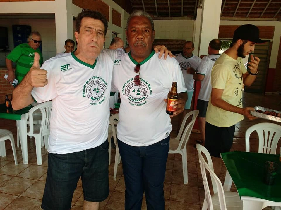 Carlos Alberto Spina e Sergio Ramos no 3º Encontro de ex-jogadores do Matsubara, em Ourinhos, em dezembro de 2017 