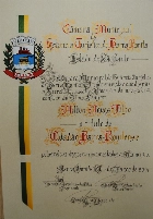 Aqui está meu honroso Título de Cidadão de Barra Bonita