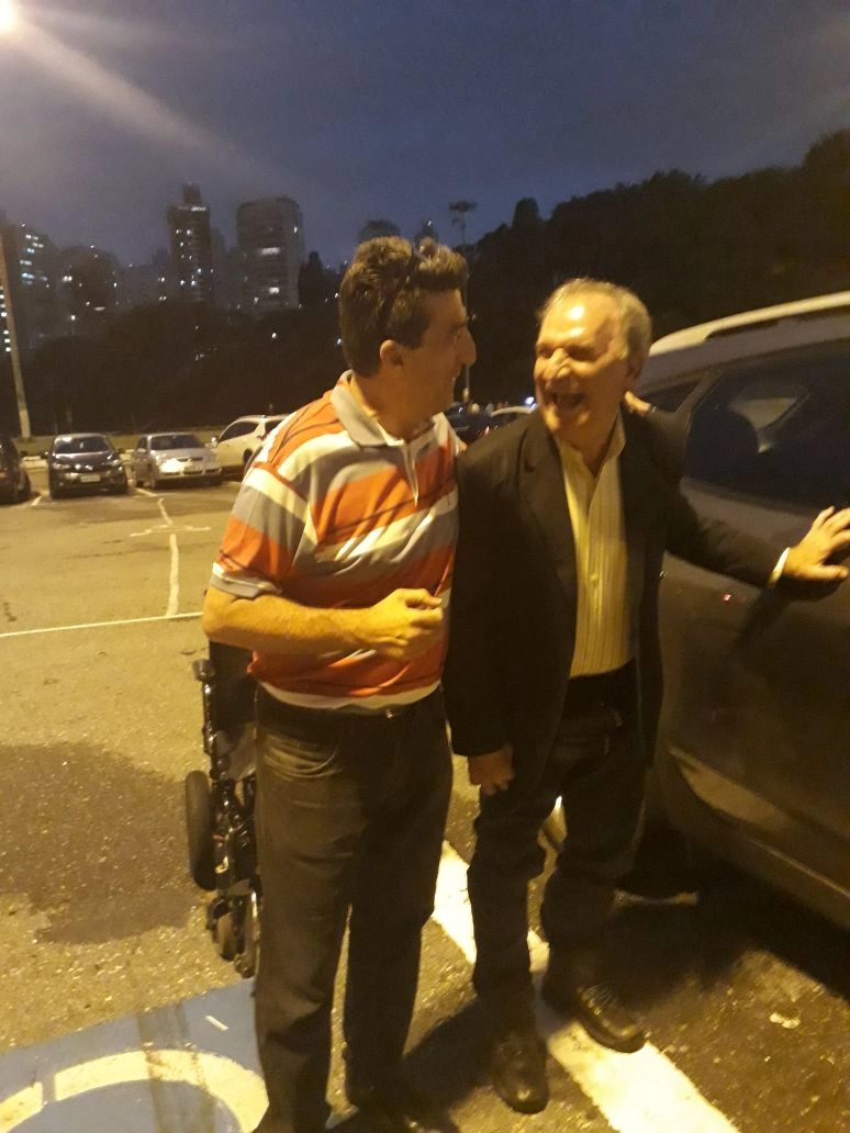 Carlos Alberto Spina e Osmar Santos no Pacaembu em 18 de março de 2018. Foto: arquivo pessoal de Carlos Alberto Spina