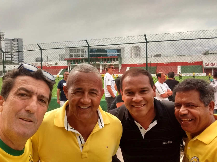 Carlos Alberto Spina, Dema, Muller e Roque no amistoso dos veteranos do Santos no Estádio Ulrico Mursa, dia 18 de fevereiro de 2018