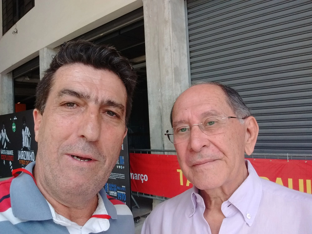 Carlos Alberto Spina e José Silvério no Pacaembu em 18 de março de 2018. Foto: arquivo pessoal de Carlos Alberto Spina