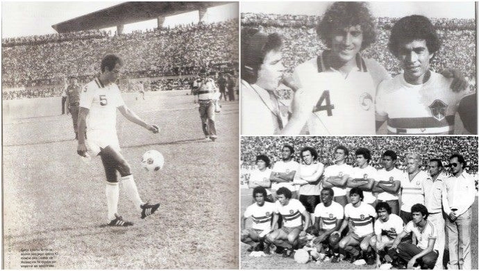 Carlos Alberto com a bola, Oscar dando entrevista e Clodoaldo ao seu lado.Eles participaram de um amistoso entre Cosmos x Fast.