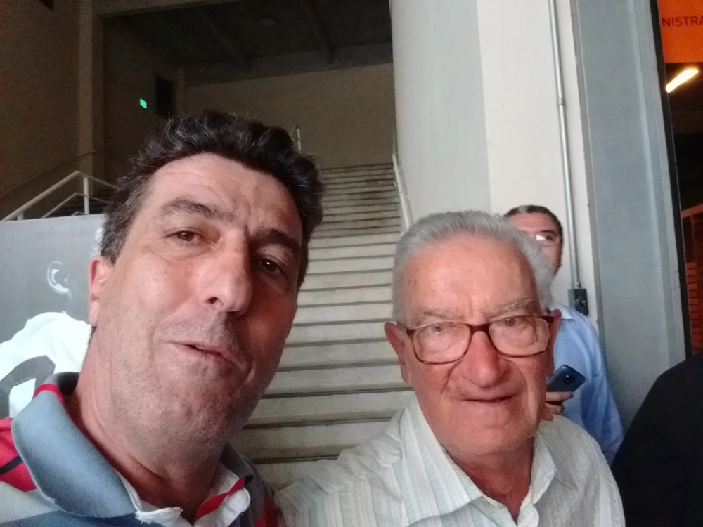 Carlos Alberto Spina e Dudu no Pacaembu em março de 2018. Foto: arquivo pessoal de Carlos Alberto Spina