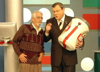 Ao lado de Milton Neves, no Terceiro Tempo da Record. Foto: Portal Terceiro Tempo