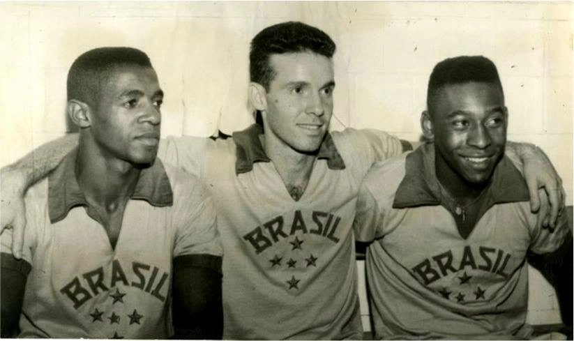 Dorval, Zagallo e Pelé nos tempos de Ouro do futebol.