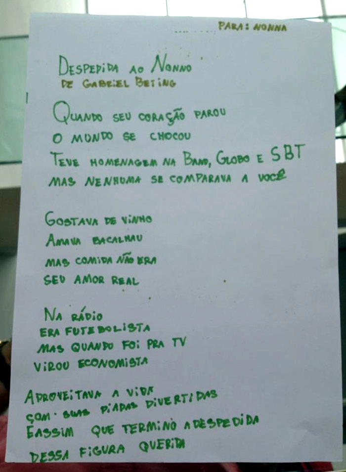 Gabriel, de apenas 11 anos, filho de Mauro Beting, emociona a todos ao escrever uma carta para 