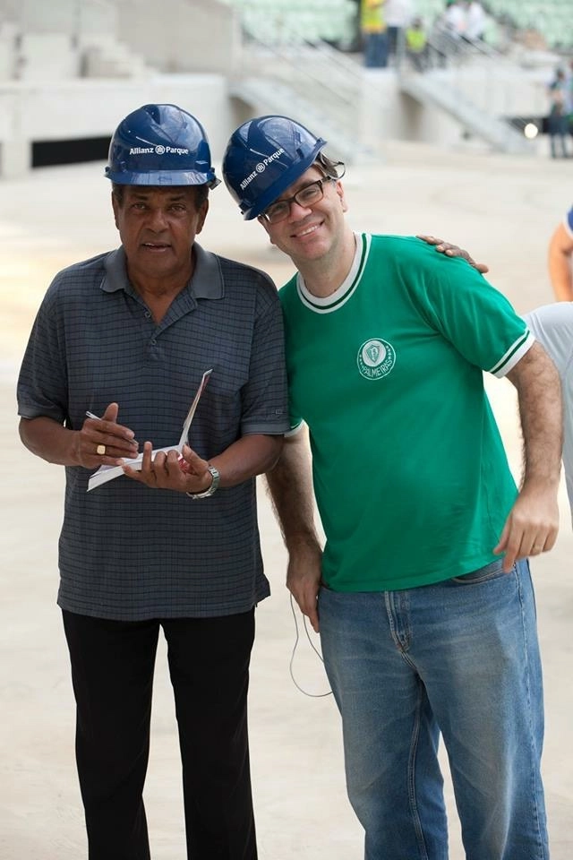 No Allianz Parque. Luís Pereira com o amigo jornalista e palmeirense, Mauro Beting