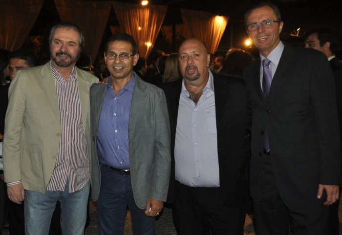 No Prêmio da ACEESP de 2012, realizado no Esporte Clube Sírio, grandes nomes da crônica marcaram presença: da esquerda para a direita, Catta Preta, Godoi, Nílson César e Ricardo Capriotti