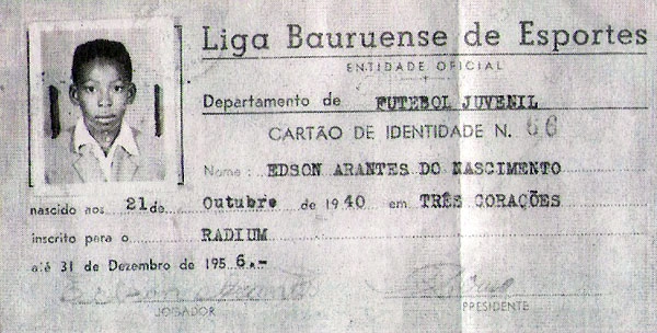 Veja a inscrição de Pelé no Raduim de Mococa, em 1956