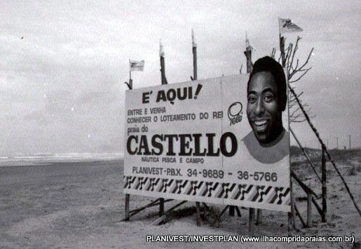 Pelé no empreendimento da praia do Castelo, em Ilha Comprida. Em meados da década de 70. Foto: Reprodução