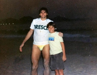 O ex-ponta, então no Botafogo, ao lado do flamenguista Vinicius Baptista, hoje jornalista. Foto: arquivo pessoal de Vinicius Baptista