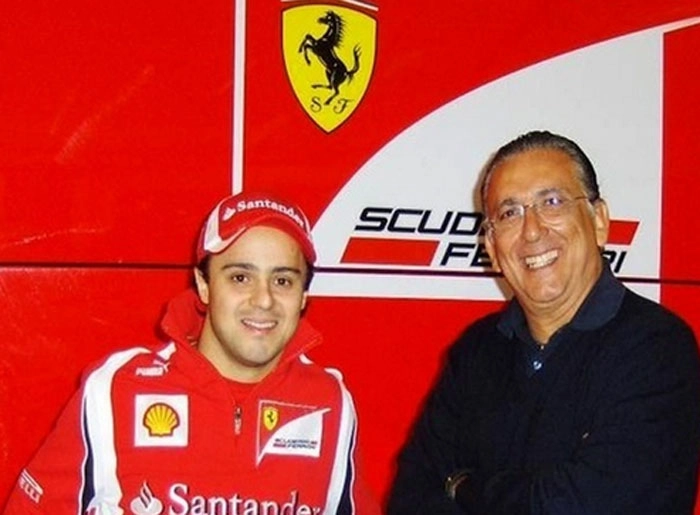 Felipe Massa (à esq.) e Galvão Bueno durante gravação para o 