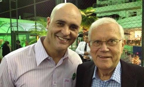 Marcos e Joelmir Beting em 2012, na casa de Cafu. Foto: arquivo pessoal de Mauro Beting