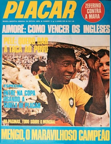 Aymoré é citado na capa da revista Placar, falando sobre a vitória da Seleção sobre a Inglaterra na Copa de 70