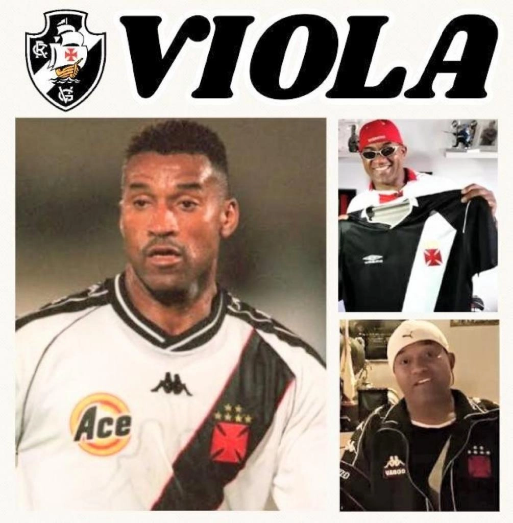 Montagem com imagens de Viola em sua passagem pelo Vasco