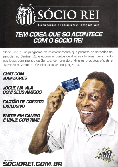 Pelé foi garoto propaganda do programa de sócio torcedor do Santos em 2013. Foto: Reprodução