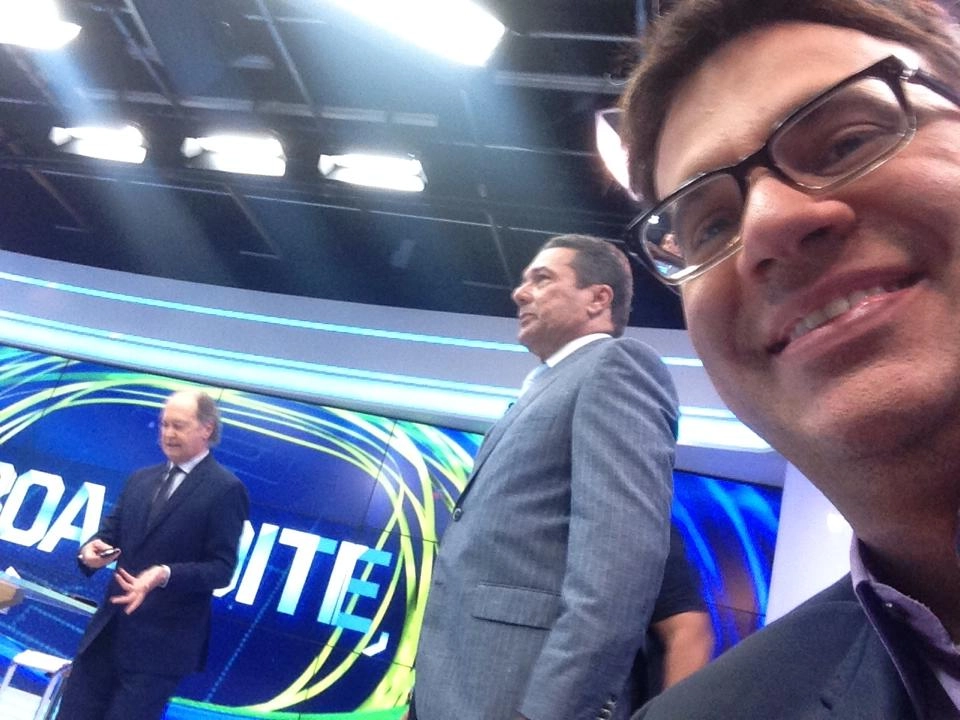 Paulo Roberto Falcão, Vanderlei Luxemburgo e Mauro Beting, em programa da Fox Sports