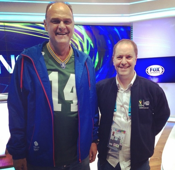 Oscar Schmidt e M&aacute;rio Quaranta, na Fox Sports