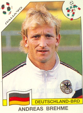 Figurinha de Brehme na Alemanha na Copa de 1990