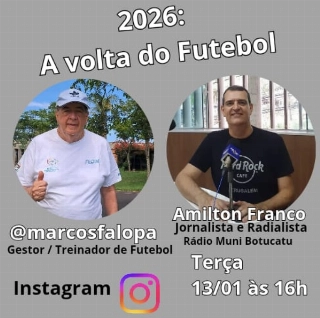 Copinha e Paulist&atilde;o ser&atilde;o os temas centrais da live de Marcos Falopa com o jornalista Amilton Franco