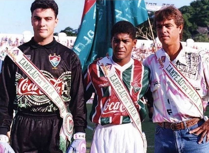 Ricardo Pinto, Lira e Edinho (então treinador), campeões da Taça Guanabara de 1993. Foto: arquivo pessoal de Edinho