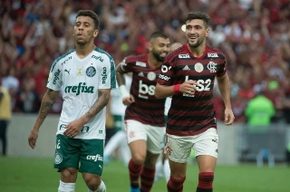 No primeiro turno, Mengão fez 3 a 0 no Verdão, Foto: Alexandre Vidal/Flamengo
