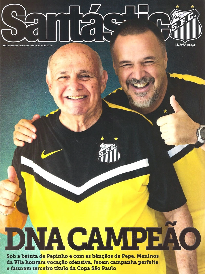 Pepe e Pepinho foram capas da revista Santástico no começo de 2014. Foto: Reprodução/Revista Santástico, 20ª edição, janeiro/fevereiro 2014