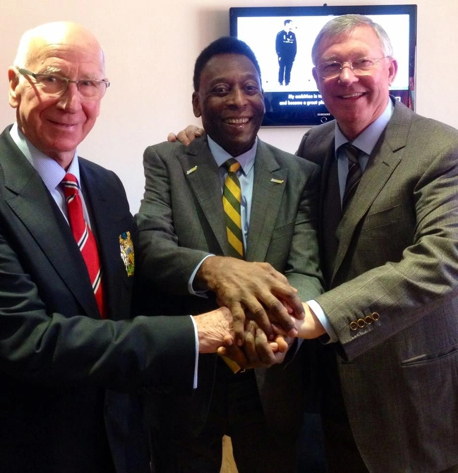 Que trio! Bobby Charlton, Pelé e Alex Ferguson