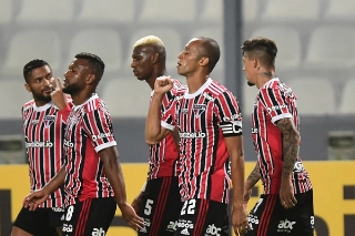 No jogo da ida, vitória tricolor sobre os peruanos. Foto: Rubens Chiri/saopaulofc.net