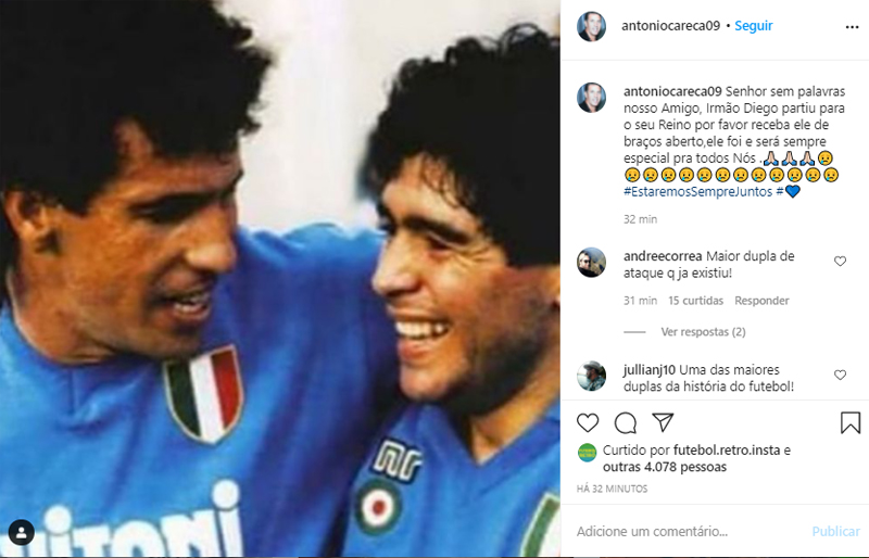 Careca: Ataque do Napoli que tinha Maradona foi tão bom quanto 'trio MSN