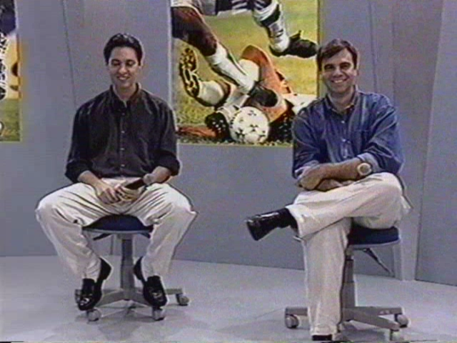 Nivaldo Prieto e Mauro Beting, no piloto do Super T&eacute;cnico, em 1999