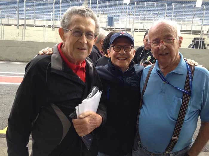 Os ex-pilotos Emílio Zambello, Alex Dias Ribeiro e Bird Clemente em Interlagos, em 2013. Foto: Facebook de Bird Clemente