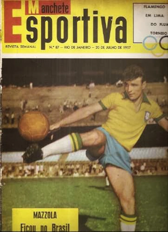 Mazzola em capa da Revista Manchete Esportiva 87, de 1957