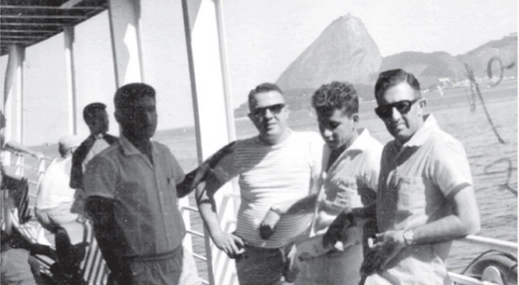 Foto do começo da década de 1960. Da esquerda para a direita estão: Eusébio, Ênnio Rodrigues, Faustino e Fia. Imagem: reprodução