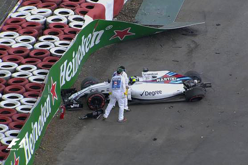 Há seis anos, brasileiro sofreu com uma pane na asa móvel de sua Williams. Foto: Reprodução/YouTube