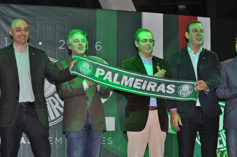 Mauricio Galiotte, Paulo Nobre, Genaro Marino e Roberto Silva na noite da festa em homenagem aos ex-jogadores do Palmeiras, em 23 de setembro de 2016, no Palestra Itália. Foto: Marcos Júnior Micheletti/Portal TT